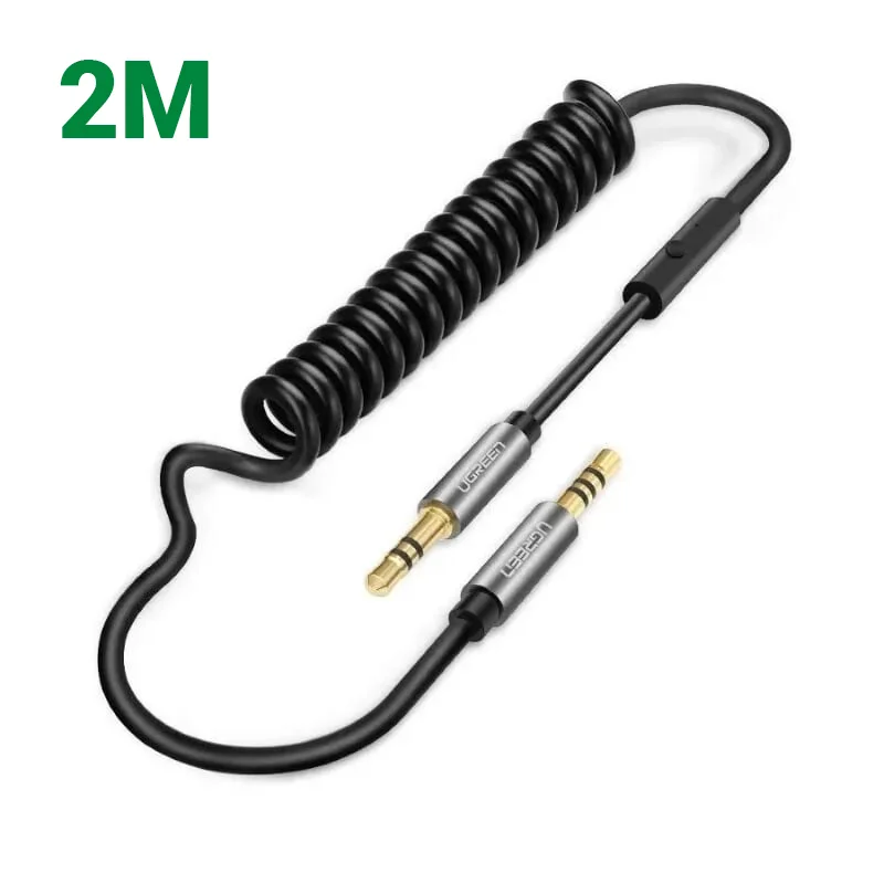 Ugreen 20705 2M màu Đen Cáp âm thanh 2 đầu 3.5mm dương dây xoắn AV129 — ảnh 1