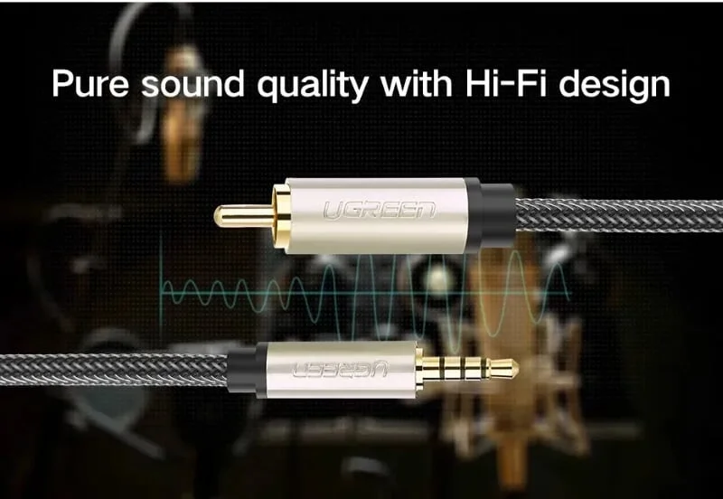 Ugreen 20731 1M cho tv xiaomi màu Xám Cáp âm thanh bông sen Coaxial sang 3.5mm dương cao cấp AV132 — ảnh 3
