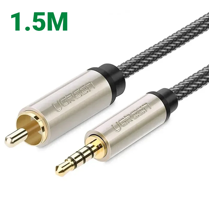Ugreen 20732 1.5M cho tv xiaomi màu Xám Cáp âm thanh bông sen Coaxial sang 3.5mm dương cao cấp AV132 — ảnh 1