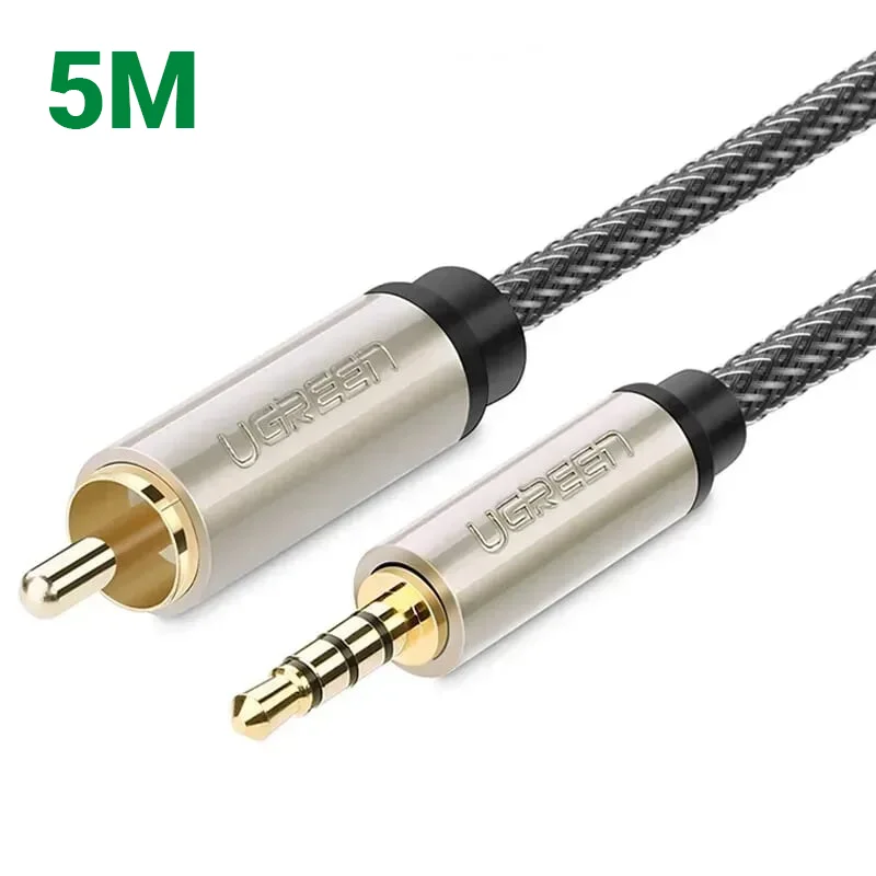 Ugreen 20735 5M cho tv xiaomi màu Xám Cáp âm thanh bông sen Coaxial sang 3.5mm dương cao cấp AV132 — ảnh 1