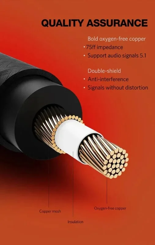 Ugreen 20739 3M màu Xám Cáp âm thanh bông sen Coaxial cao cấp AV133 — ảnh 8