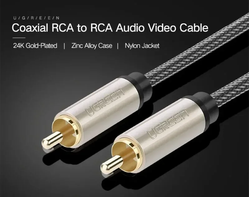 Ugreen 20740 5M màu Xám Cáp âm thanh bông sen Coaxial cao cấp AV133 — ảnh 2
