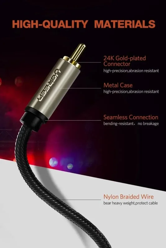 Ugreen 20740 5M màu Xám Cáp âm thanh bông sen Coaxial cao cấp AV133 — ảnh 9