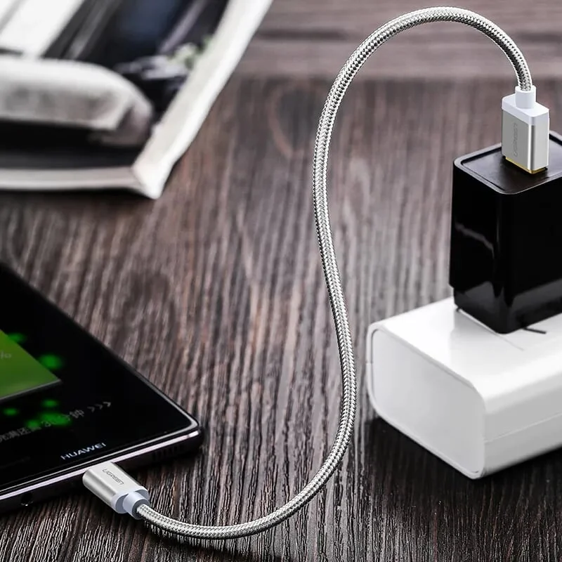 Ugreen 20814 2M màu Trắng Dây USB 2.0 sang Type-C đầu nhôm dây bọc vinyl US174 — ảnh 7