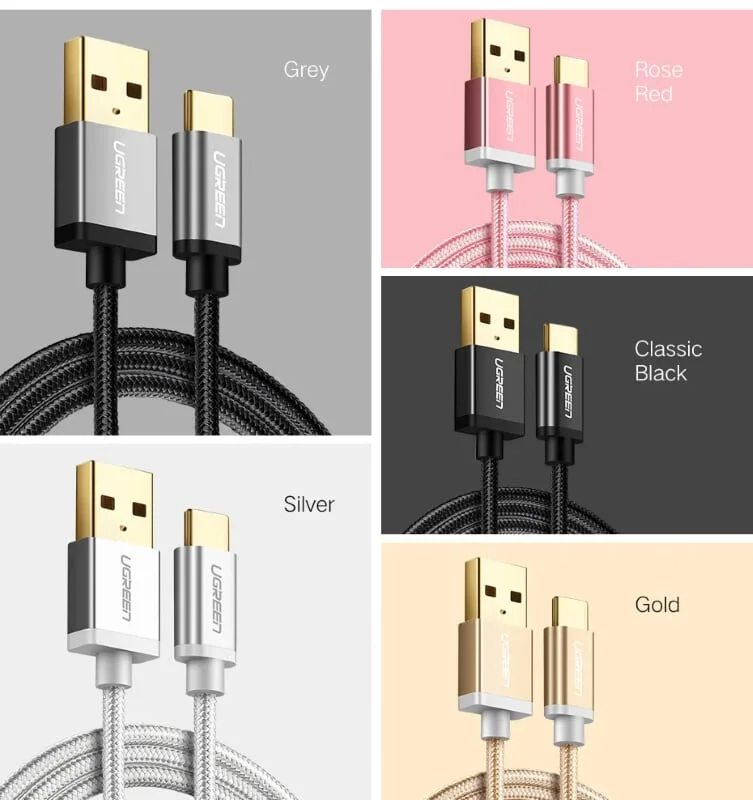Ugreen 20815 3M màu Trắng Dây USB 2.0 sang Type-C đầu nhôm dây bọc vinyl US174 — ảnh 8