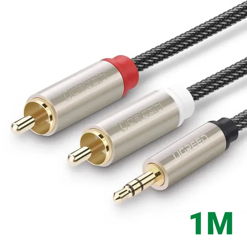 Ugreen 20821 1M màu Đen Cáp âm thanh 2 đầu Bông sen sang 3.5mm Dương AV135