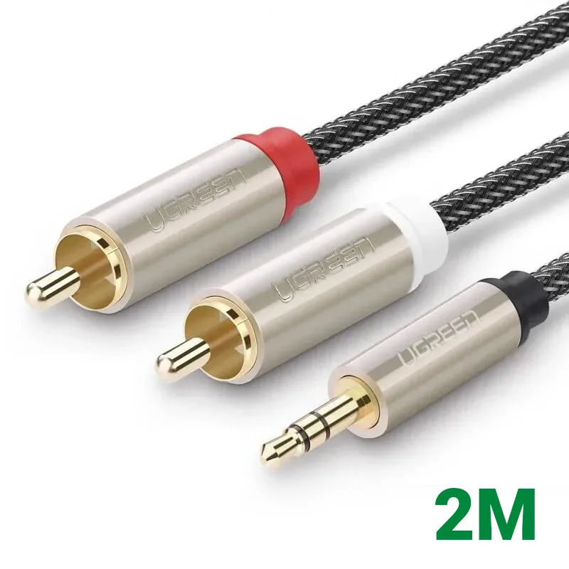 Ugreen 20823 2M màu Đen Cáp âm thanh 2 đầu Bông sen sang 3.5mm Dương AV135