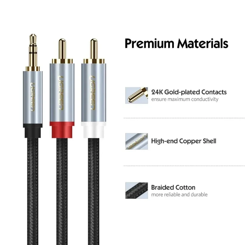 Ugreen 20824 3M màu Đen Cáp âm thanh 2 đầu Bông sen sang 3.5mm Dương AV135 — ảnh 3