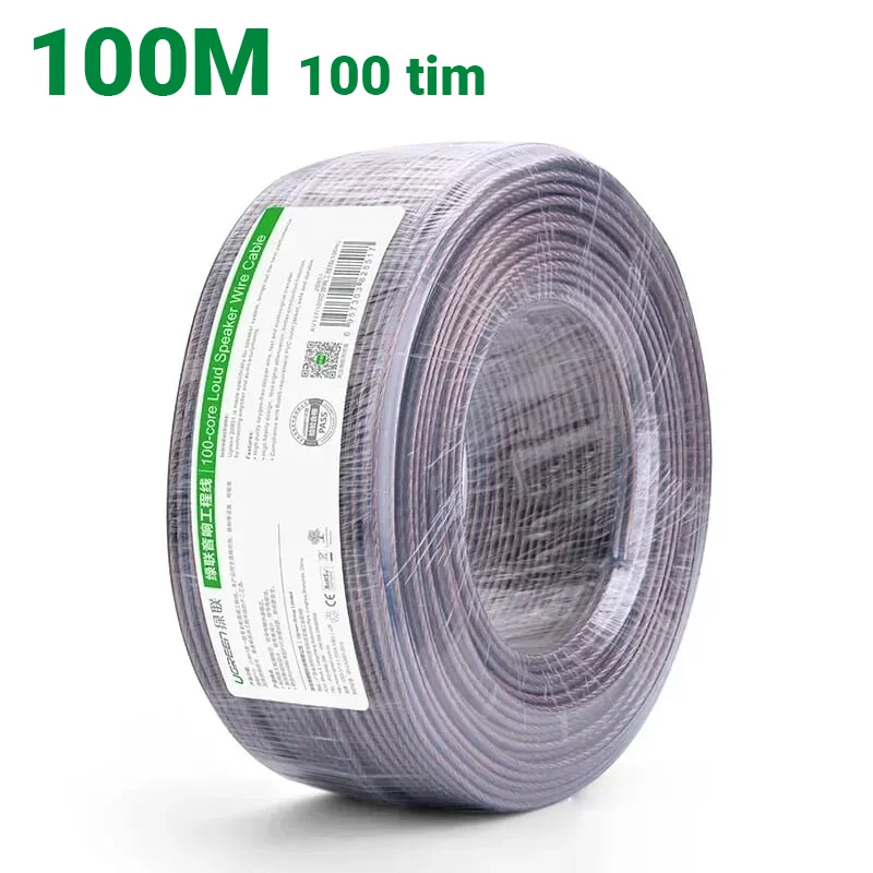 Ugreen 20851 100M Màu Đen Cáp âm thanh loa 100 tim AV137