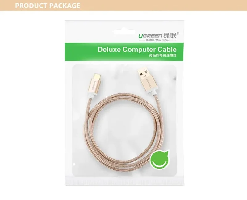 Ugreen 20858 0.25M màu Vàng Dây USB 2.0 sang Type-C đầu nhôm dây bọc vinyl US174 — ảnh 6