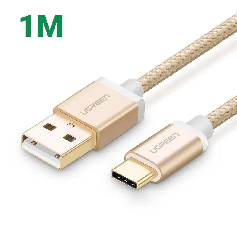 Ugreen 20860 1M màu Vàng Dây USB 2.0 sang Type-C đầu nhôm dây bọc vinyl US174