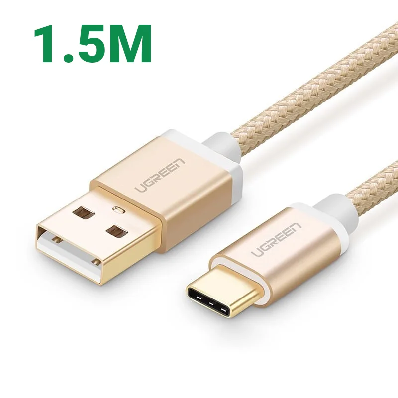 Ugreen 20861 1.5M màu Vàng Dây USB 2.0 sang Type-C đầu nhôm dây bọc vinyl US174