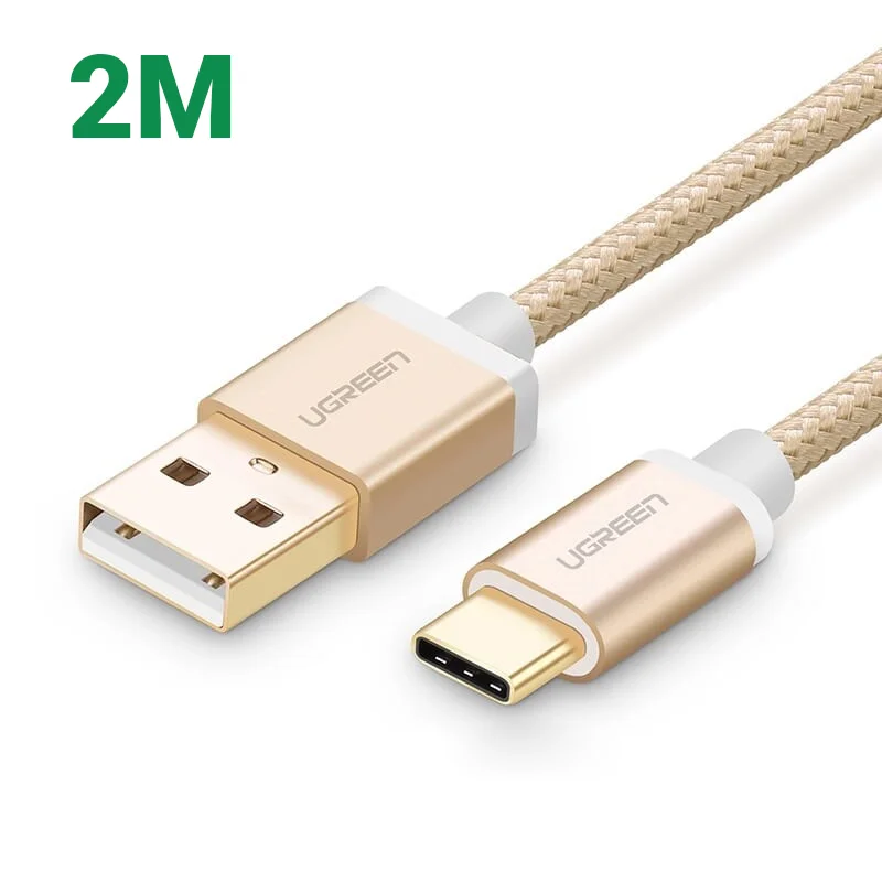 Ugreen 20862 2M màu Vàng Dây USB 2.0 sang Type-C đầu nhôm dây bọc vinyl US174 — ảnh 1