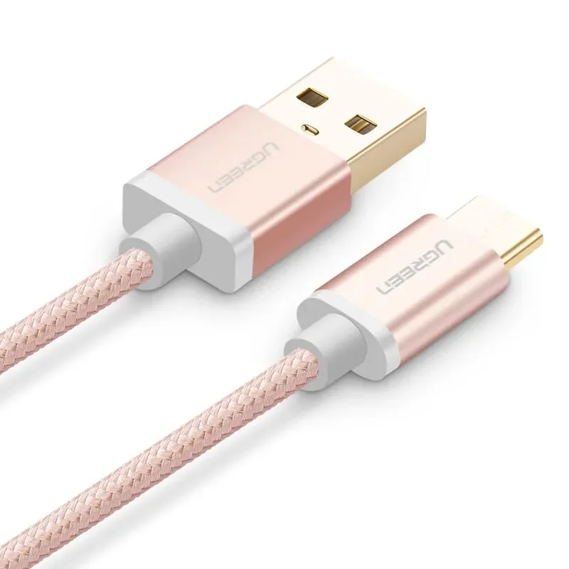 Ugreen 20867 1.5M màu Hồng Dây USB 2.0 sang Type-C đầu nhôm dây bọc vinyl US174 — ảnh 2