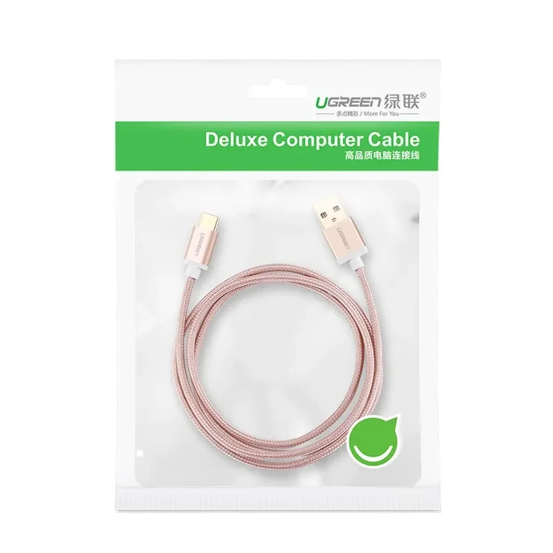 Ugreen 20867 1.5M màu Hồng Dây USB 2.0 sang Type-C đầu nhôm dây bọc vinyl US174 — ảnh 8