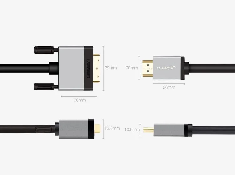 Ugreen 20888 3M màu Đen Cáp chuyển đổi HDMI sang DVI 24 + 1 thuần đồng cao cấp HD128 — ảnh 10