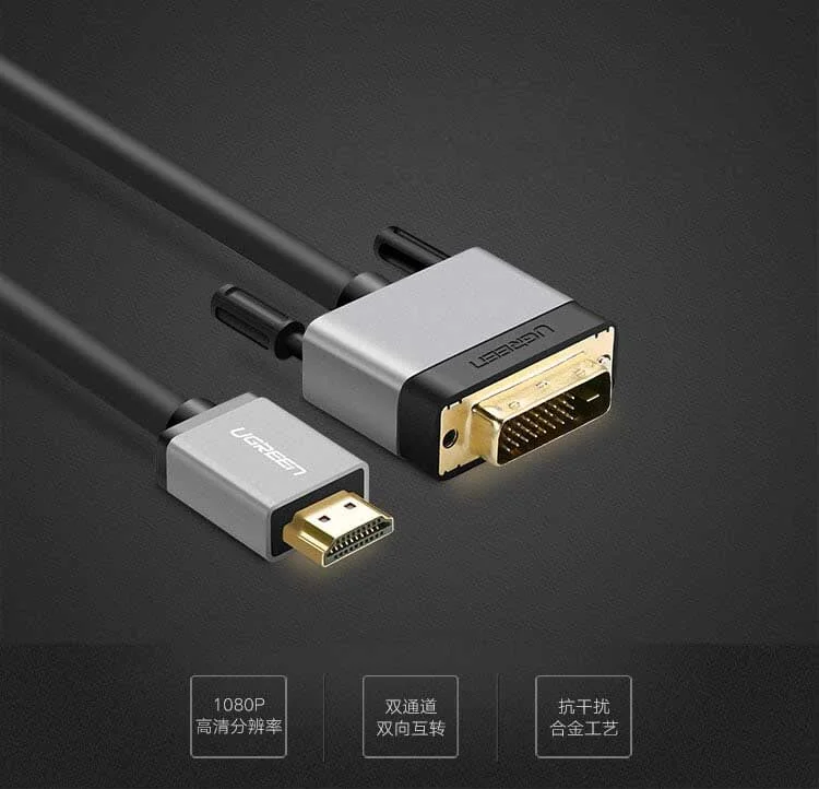 Ugreen 20889 5M màu Đen Cáp chuyển đổi HDMI sang DVI 24 + 1 thuần đồng cao cấp HD128 — ảnh 2