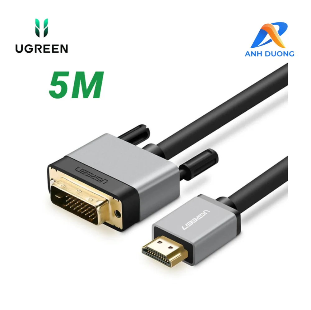 Ugreen 20889 5M màu Đen Cáp chuyển đổi HDMI sang DVI 24 + 1 thuần đồng cao cấp HD128