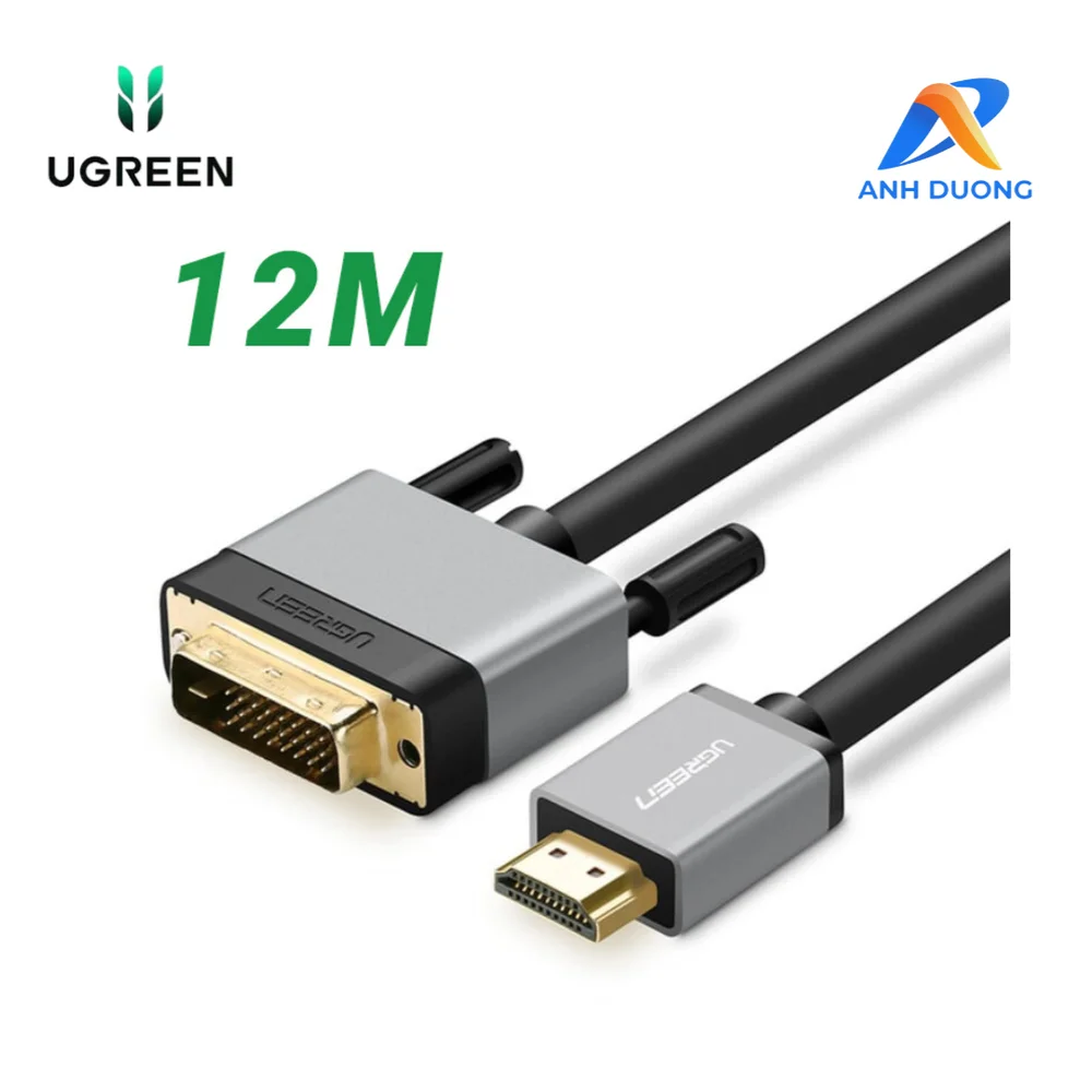 Ugreen 20892 12M màu Đen Cáp chuyển đổi HDMI sang DVI 24 + 1 thuần đồng cao cấp HD128