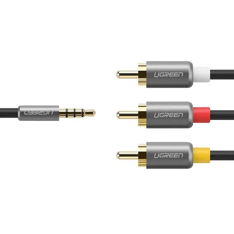 Ugreen 20894 1.5M màu Đen Cáp âm thanh 3 đầu Bông sen sang 3.5mm Dương AV138 — ảnh 2