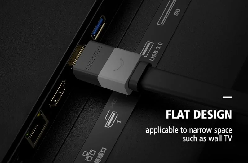 Ugreen 30109 1.5M màu Đen Cáp tín hiệu HDMI vỏ nhựa PVC cao cấp cáp dẹt HD120