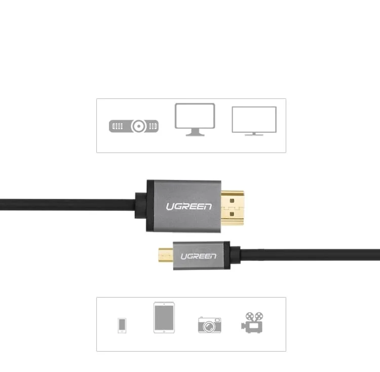 Ugreen 10119 2M màu Đen Cáp chuyển đổi Micro HDMI sang HDMI thuần đồng cao cấp HD109