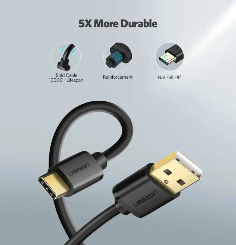 Ugreen 30161 2M màu đen Dây USB 2.0 sang Type-C truyền dữ liệu và sạc US141 — ảnh 2
