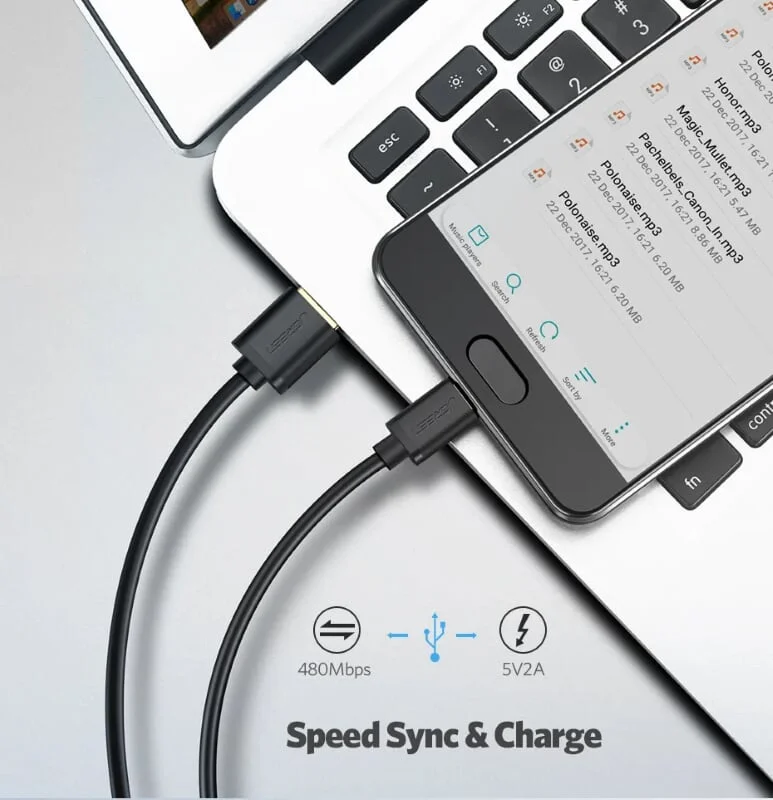 Ugreen 30161 2M màu đen Dây USB 2.0 sang Type-C truyền dữ liệu và sạc US141 — ảnh 4