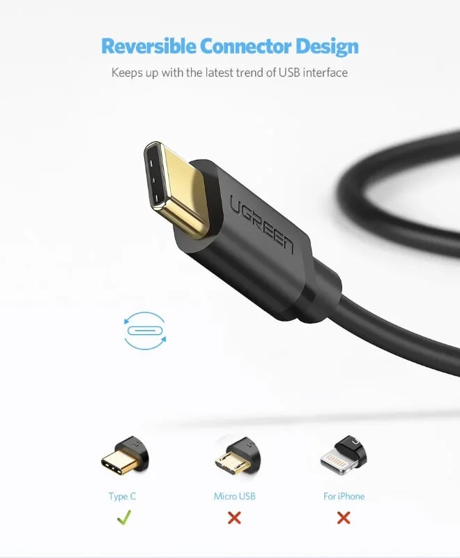 Ugreen 30162 3M màu đen Dây USB 2.0 sang Type-C truyền dữ liệu và sạc US141 — ảnh 5