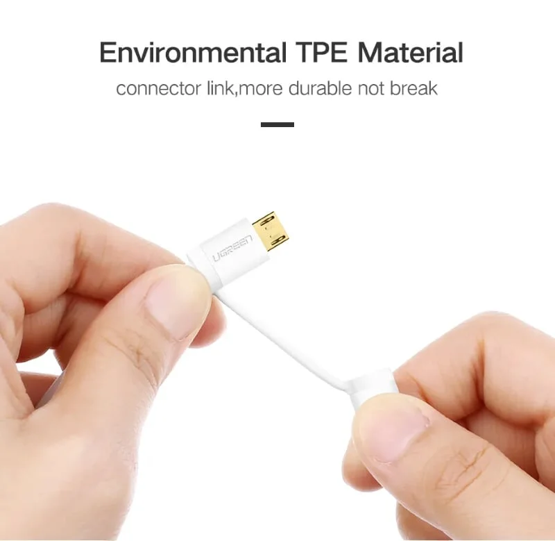 Ugreen 30169 0.25M màu trắng Cáp USB-A sang Micro USB + USB-C cao cấp US142 — ảnh 3