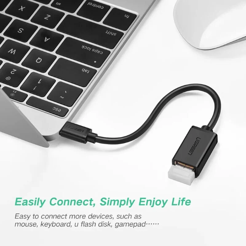 Ugreen 30175 13CM màu Đen Dây USB Type-C sang USB 2.0 US154