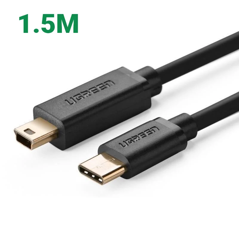 Ugreen 30186 1.5M màu Đen Cáp TypeC (3.1) sang Mini USB US153