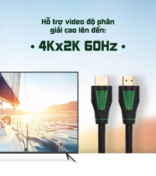 Ugreen 30191 2M màu Đen Cáp tín hiệu HDMI chuẩn 1.4 hỗ trợ phân giải 4K * 2K HD116 — ảnh 7