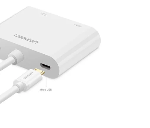 Ugreen 30354 30CM màu Trắng Bộ chuyển Micro HDMI sang HDMI + VGA kèm cổng âm thanh MM115 — ảnh 2