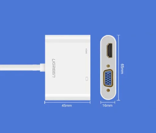Ugreen 30354 30CM màu Trắng Bộ chuyển Micro HDMI sang HDMI + VGA kèm cổng âm thanh MM115 — ảnh 4