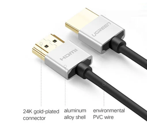 Ugreen 30475 0.5M màu Bạc Cáp tín hiệu HDMI chuẩn 2.0 sợi siêu nhỏ cao cấp HD117 — ảnh 3