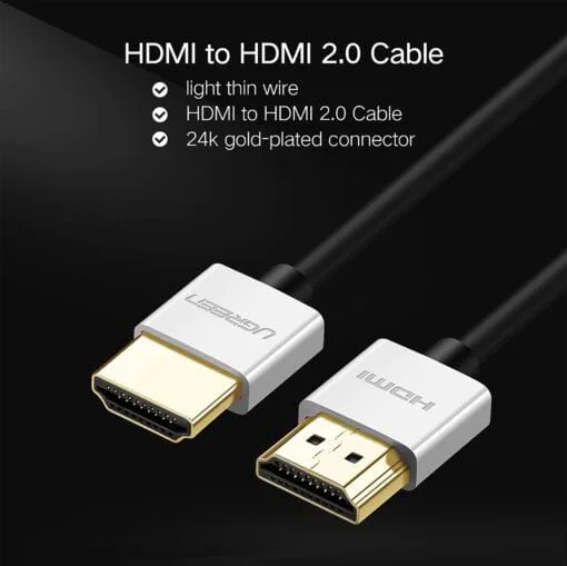 Ugreen 30477 1.5M màu Bạc Cáp tín hiệu HDMI chuẩn 2.0 sợi siêu nhỏ cao cấp HD117 — ảnh 7