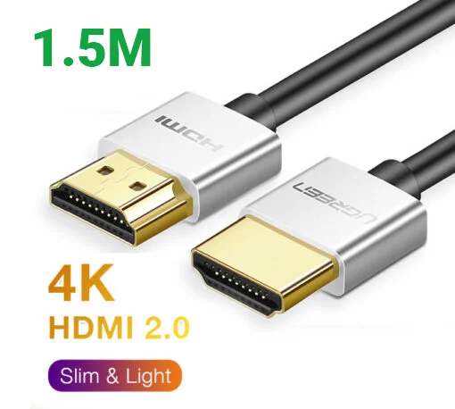 Ugreen 30477 1.5M màu Bạc Cáp tín hiệu HDMI chuẩn 2.0 sợi siêu nhỏ cao cấp HD117