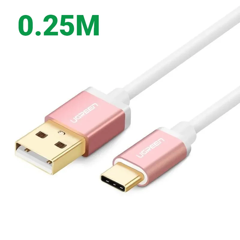 Ugreen 30506 0.25M màu Hồng Trắng Bộ chuyển đổi USB 2.0 sang USB-C US188