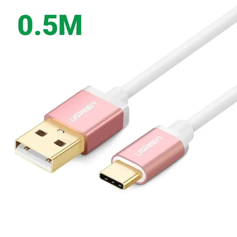 Ugreen 30507 0.5M màu Hồng Trắng Bộ chuyển đổi USB 2.0 sang USB-C US188