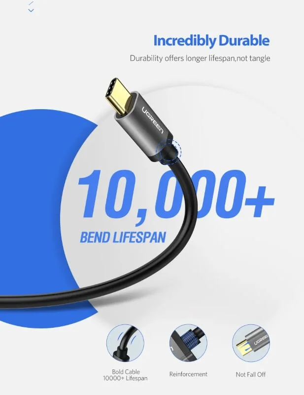 Ugreen 30535 2M màu Đen Cáp dữ liệu, sạc nhanh USB Type-C sang USB 3.0 US187