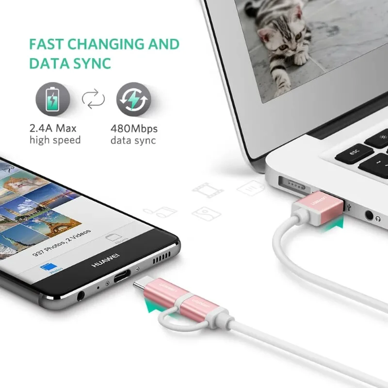 Ugreen 30541 0.25M màu Hồng Cáp USB-A sang Micro USB USB-C cao cấp US177 — ảnh 10