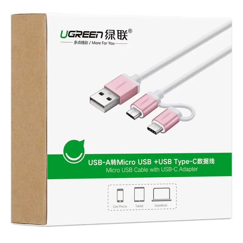 Ugreen 30542 0.5M màu Hồng Cáp USB-A sang Micro USB USB-C cao cấp US177 — ảnh 12