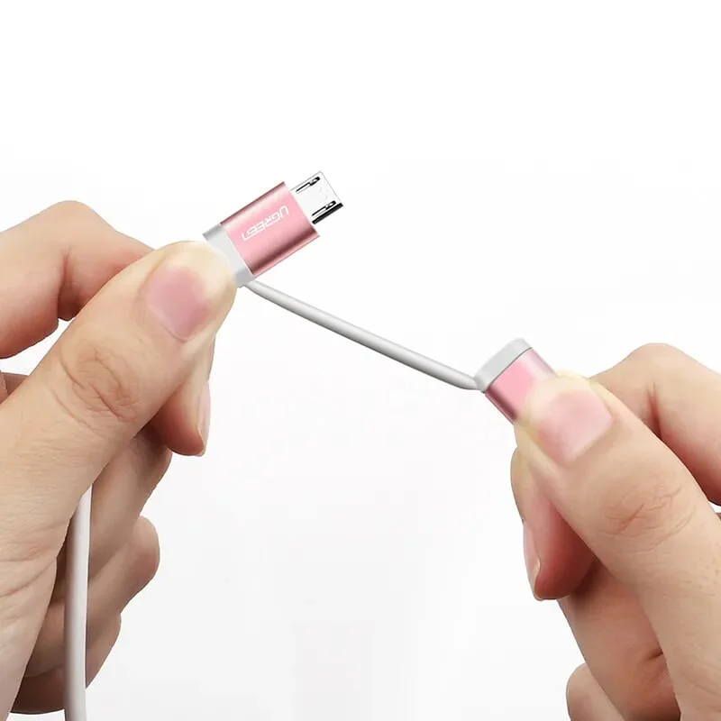 Ugreen 30545 2M màu Hồng Cáp USB-A sang Micro USB USB-C cao cấp US177 — ảnh 2