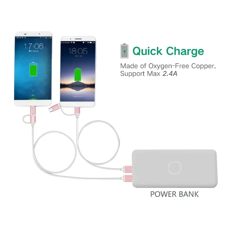 Ugreen 30545 2M màu Hồng Cáp USB-A sang Micro USB USB-C cao cấp US177 — ảnh 8