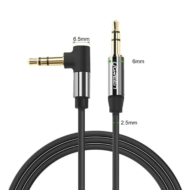 Ugreen 30547 1M màu Đen Cáp âm thanh 2 đầu 3.5mm dương đầu vuông góc mạ vàng AV139 — ảnh 2