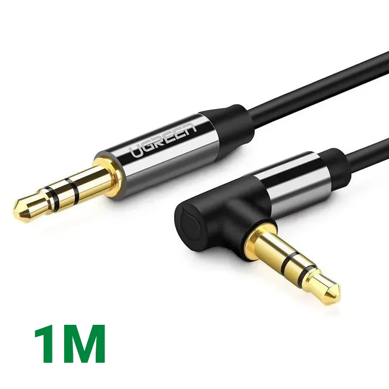 Ugreen 30547 1M màu Đen Cáp âm thanh 2 đầu 3.5mm dương đầu vuông góc mạ vàng AV139