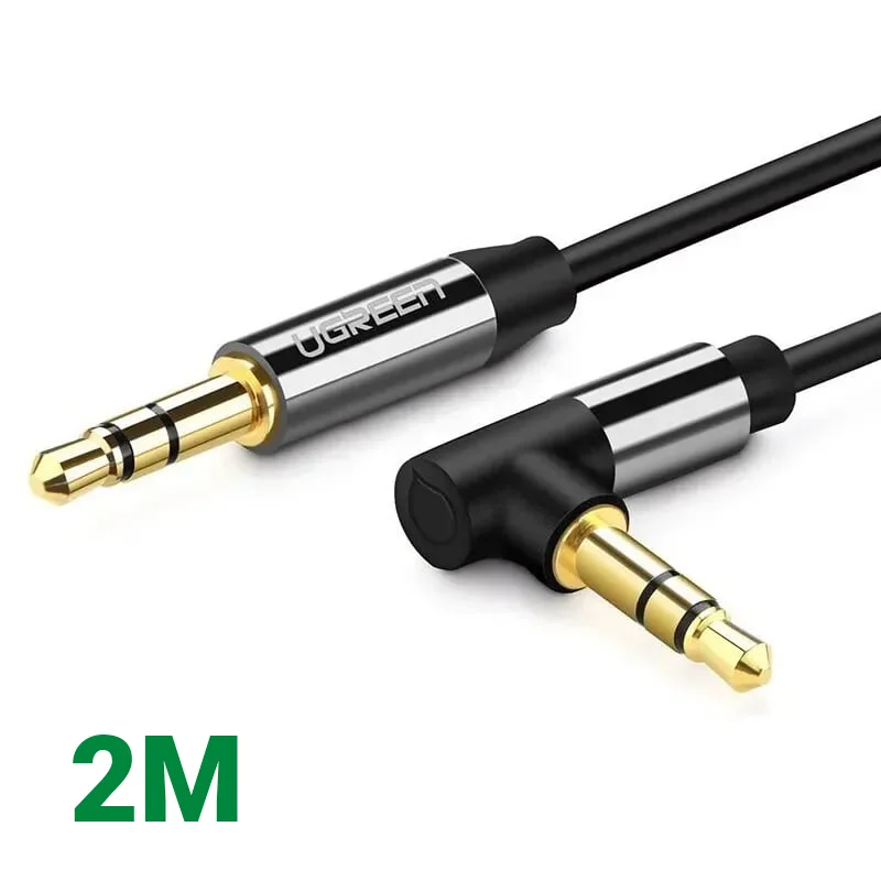 Ugreen 30549 2M màu Đen Cáp âm thanh 2 đầu 3.5mm dương đầu vuông góc mạ vàng AV139 — ảnh 1