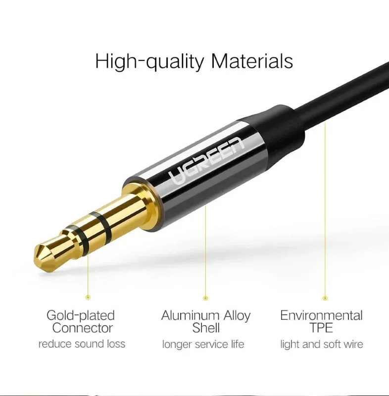 Ugreen 30551 0.5M màu Đen Cáp âm thanh 2 đầu 3.5mm dương mạ vàng AV139 — ảnh 3