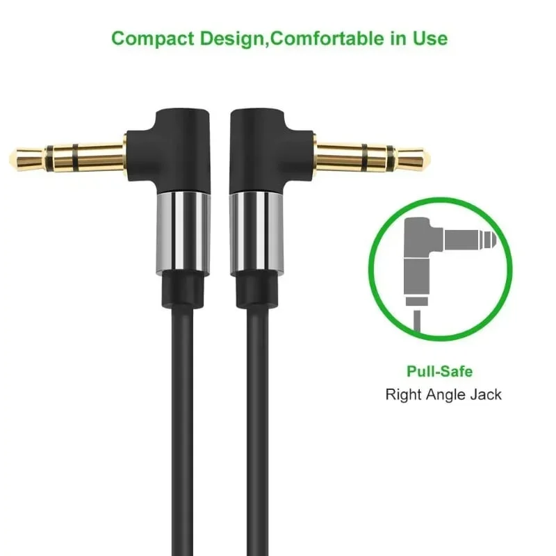 Ugreen 30559 2M màu Đen Cáp âm thanh 2 đầu 3.5mm dương 2 đầu vuông góc mạ vàng AV139